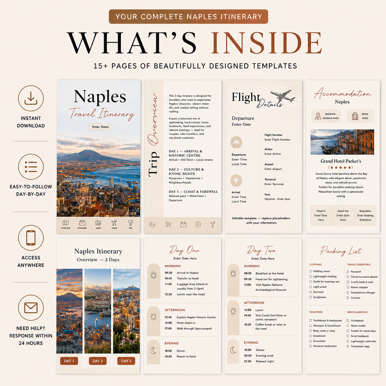 3 Day Naples Digital Travel Itinerary