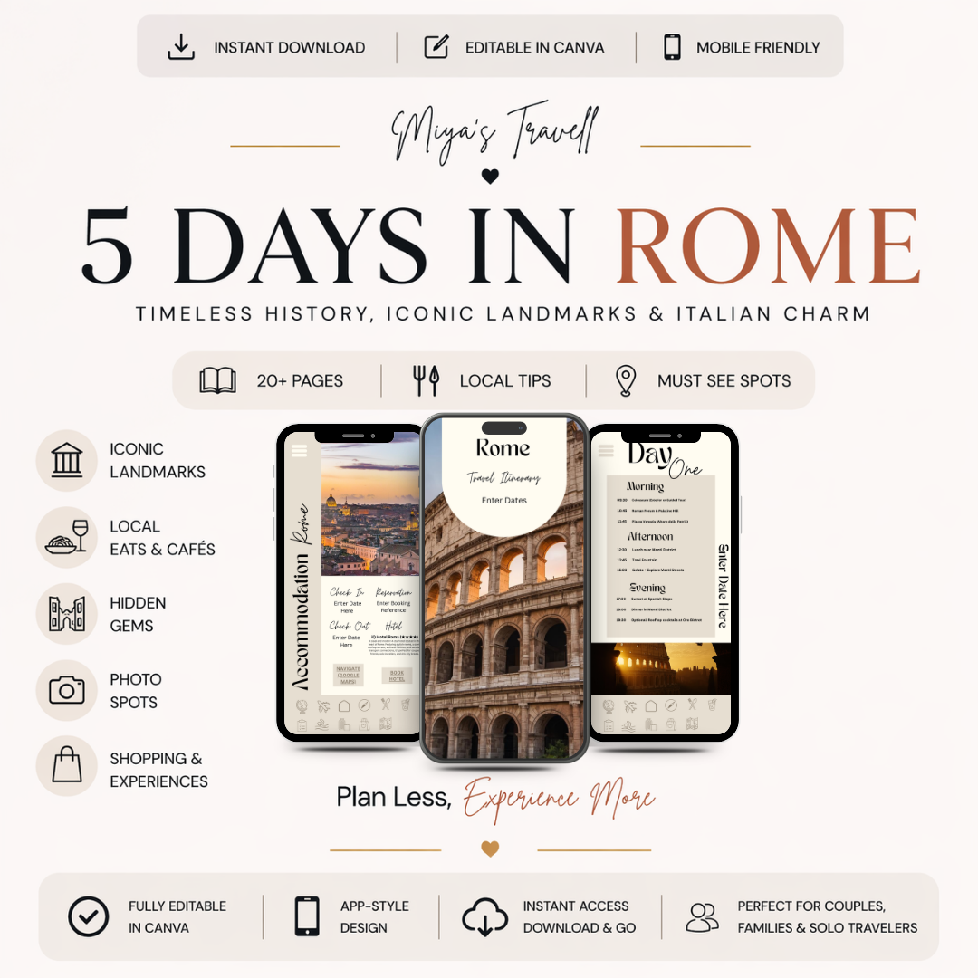 5 Day Rome Digital Travel Itinerary