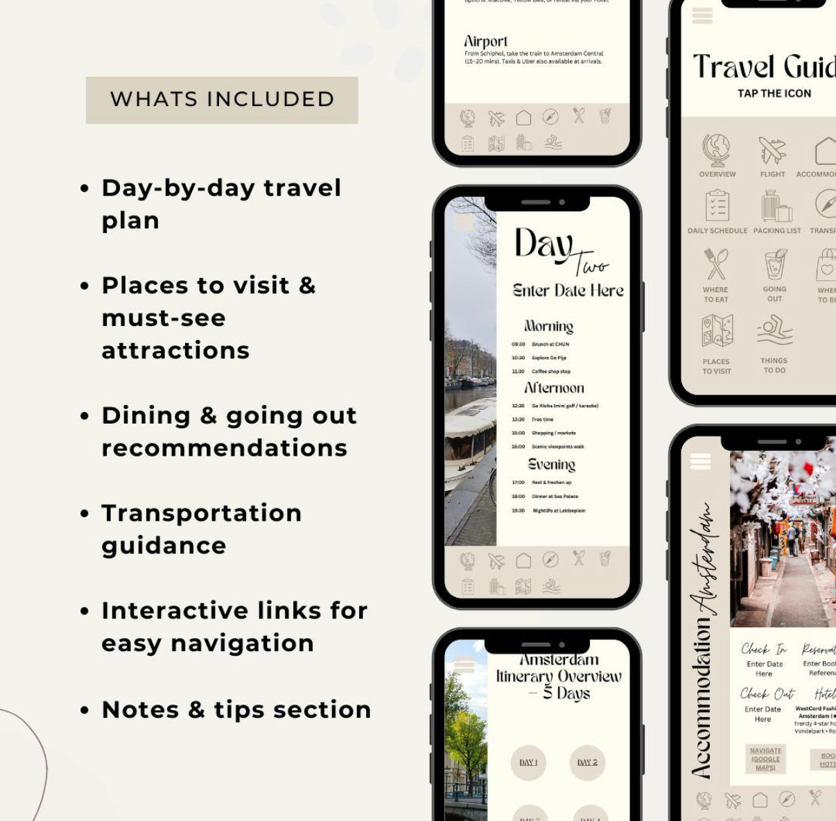 5 Day Amsterdam Digital Travel Itinerary