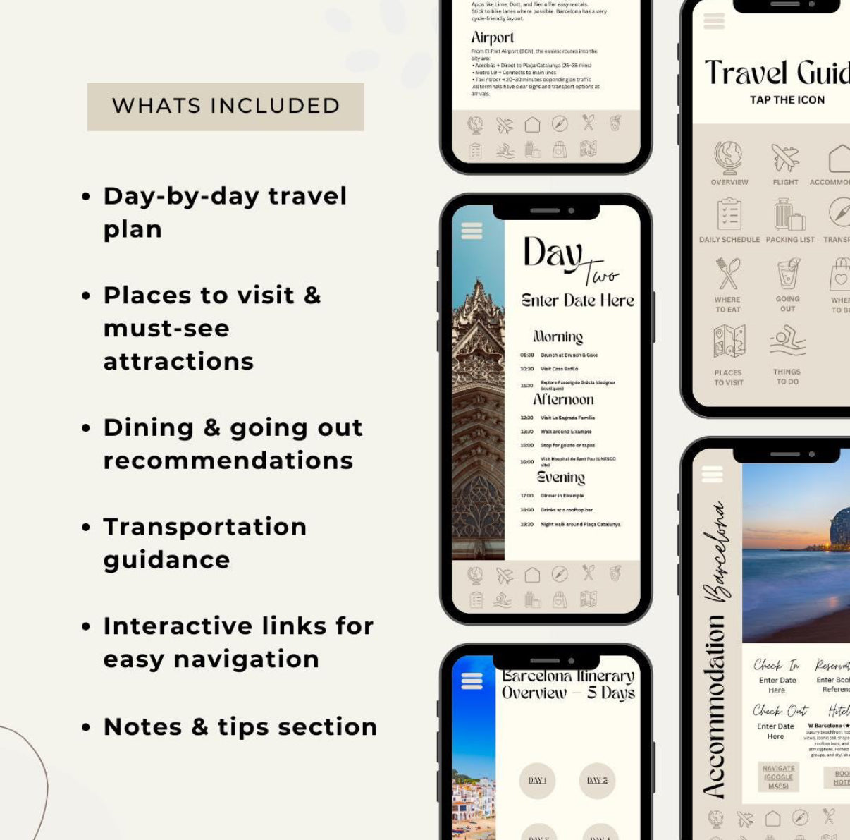 5 Day Barcelona Digital Travel Itinerary