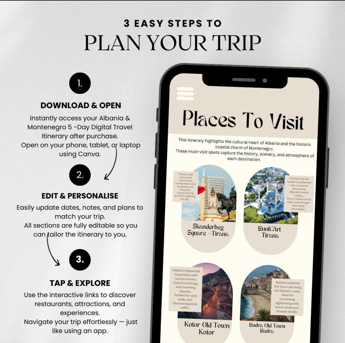 5 Day Albania & Montenegro Digital Travel Itinerary