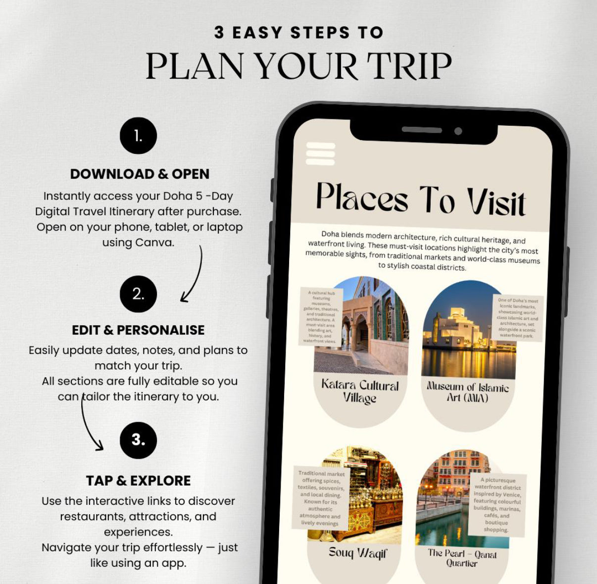 5 Day Doha Digital Travel Itinerary