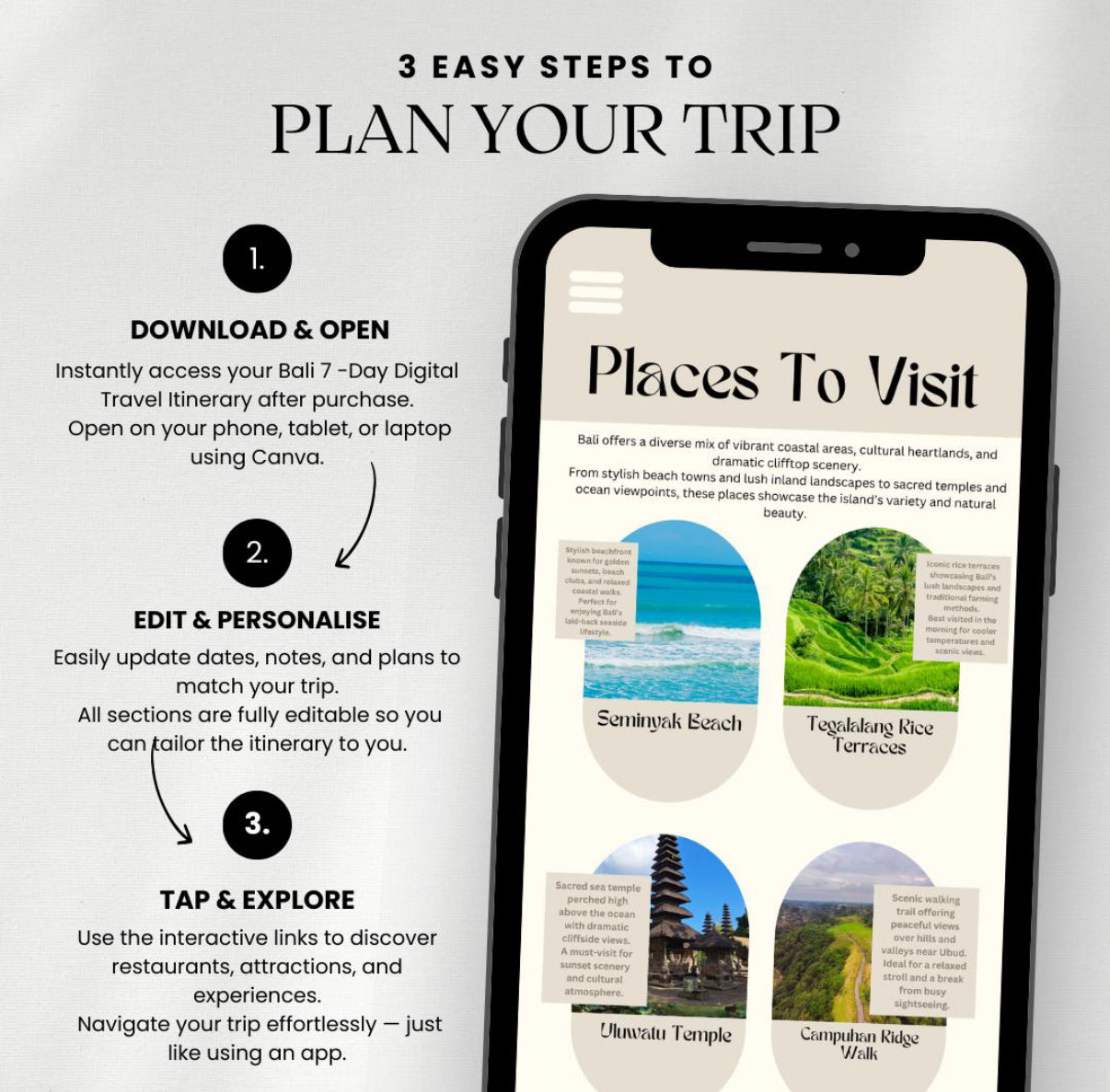 7 Day Bali Digital Travel Itinerary