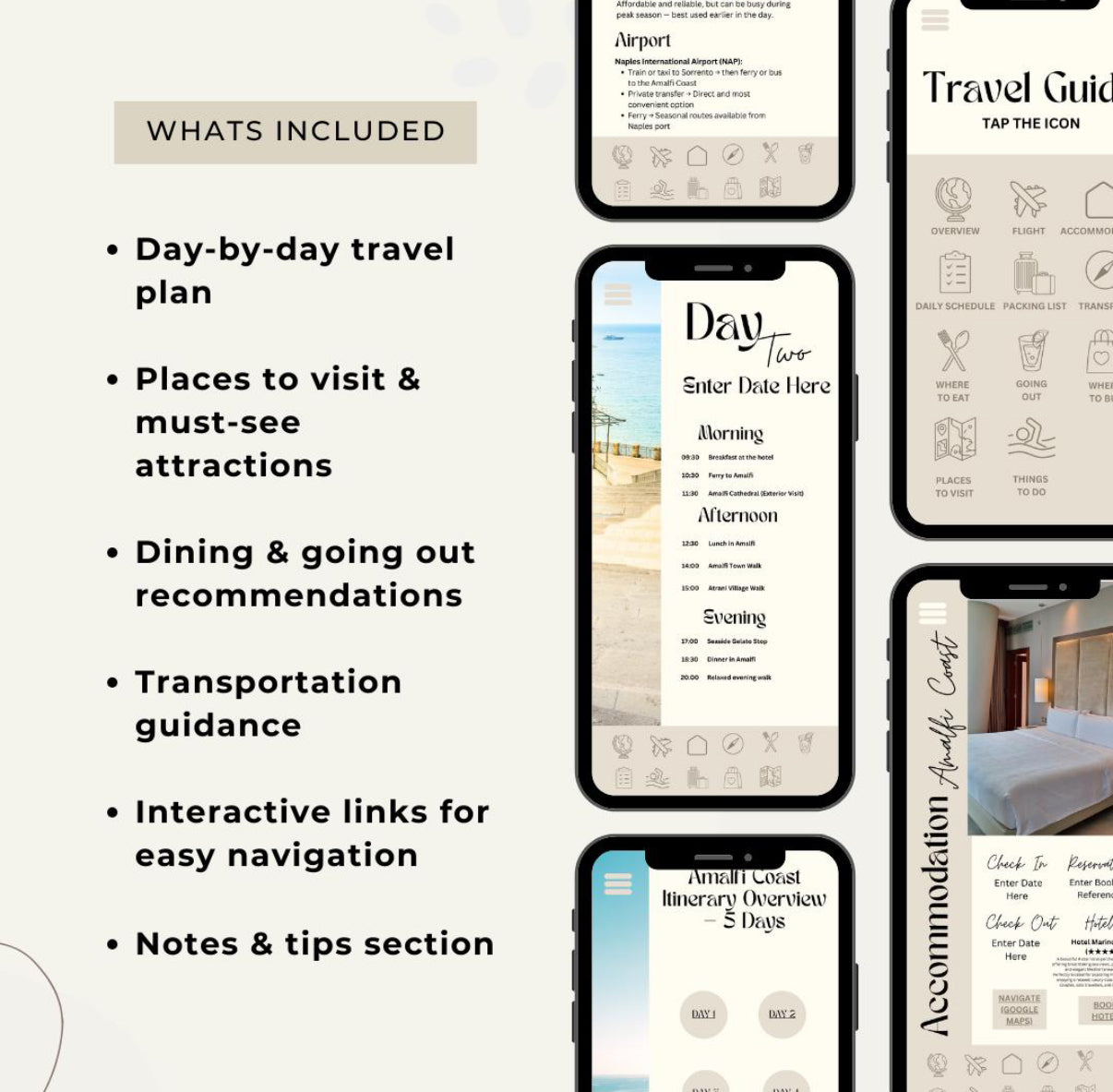 5 Day Amalfi Coast Digital Travel Itinerary