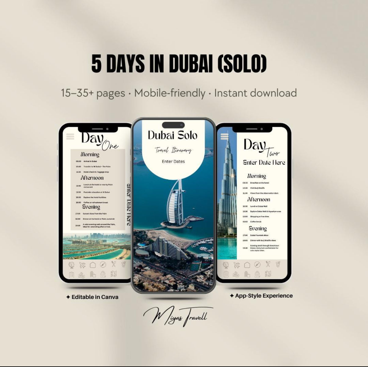 5 Day Dubai Solo Digital Travel Itinerary