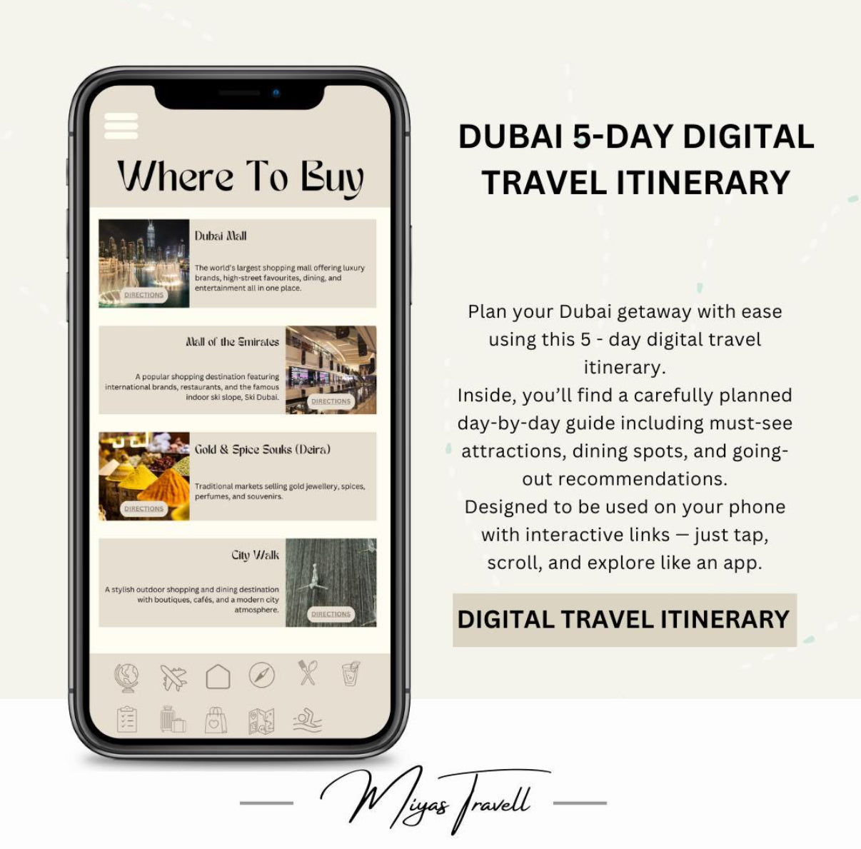 5 Day Dubai Solo Digital Travel Itinerary