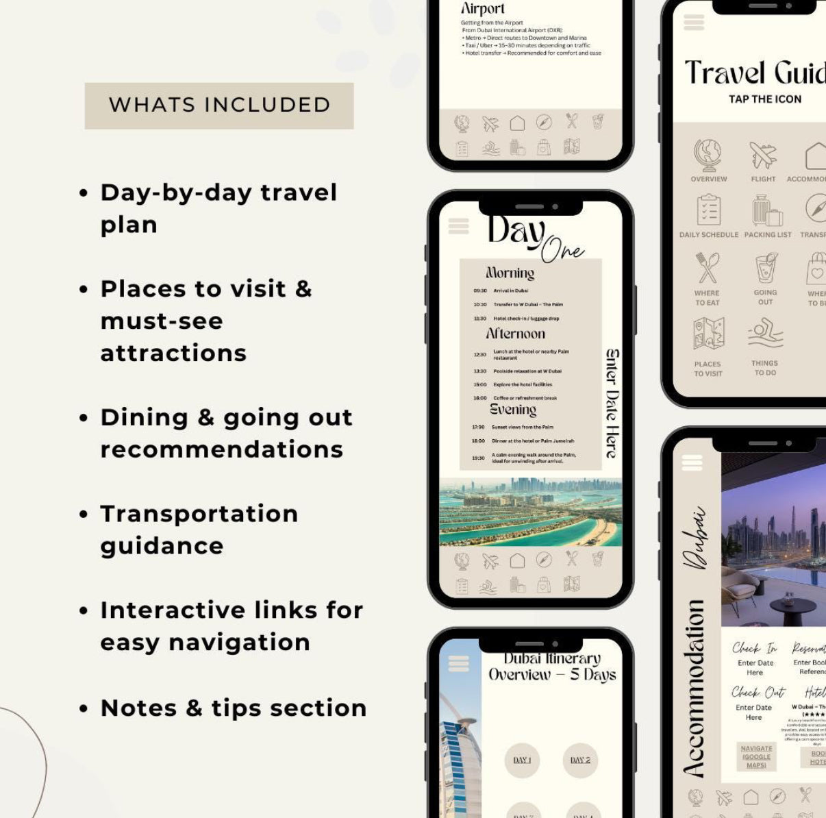5 Day Dubai Solo Digital Travel Itinerary