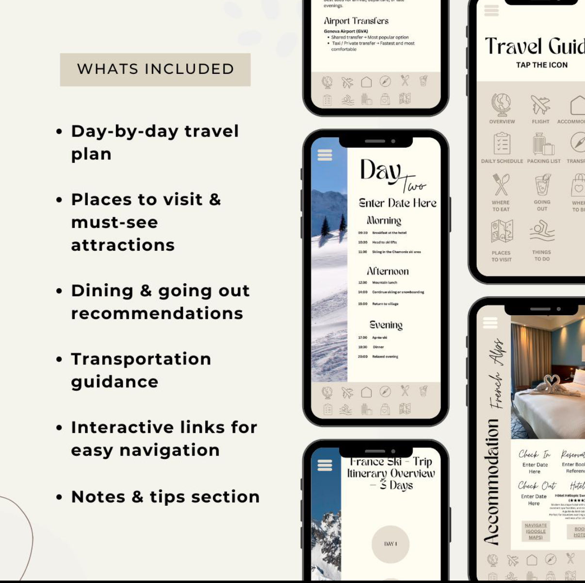 3 Day France Ski Trip Digital Travel Itinerary