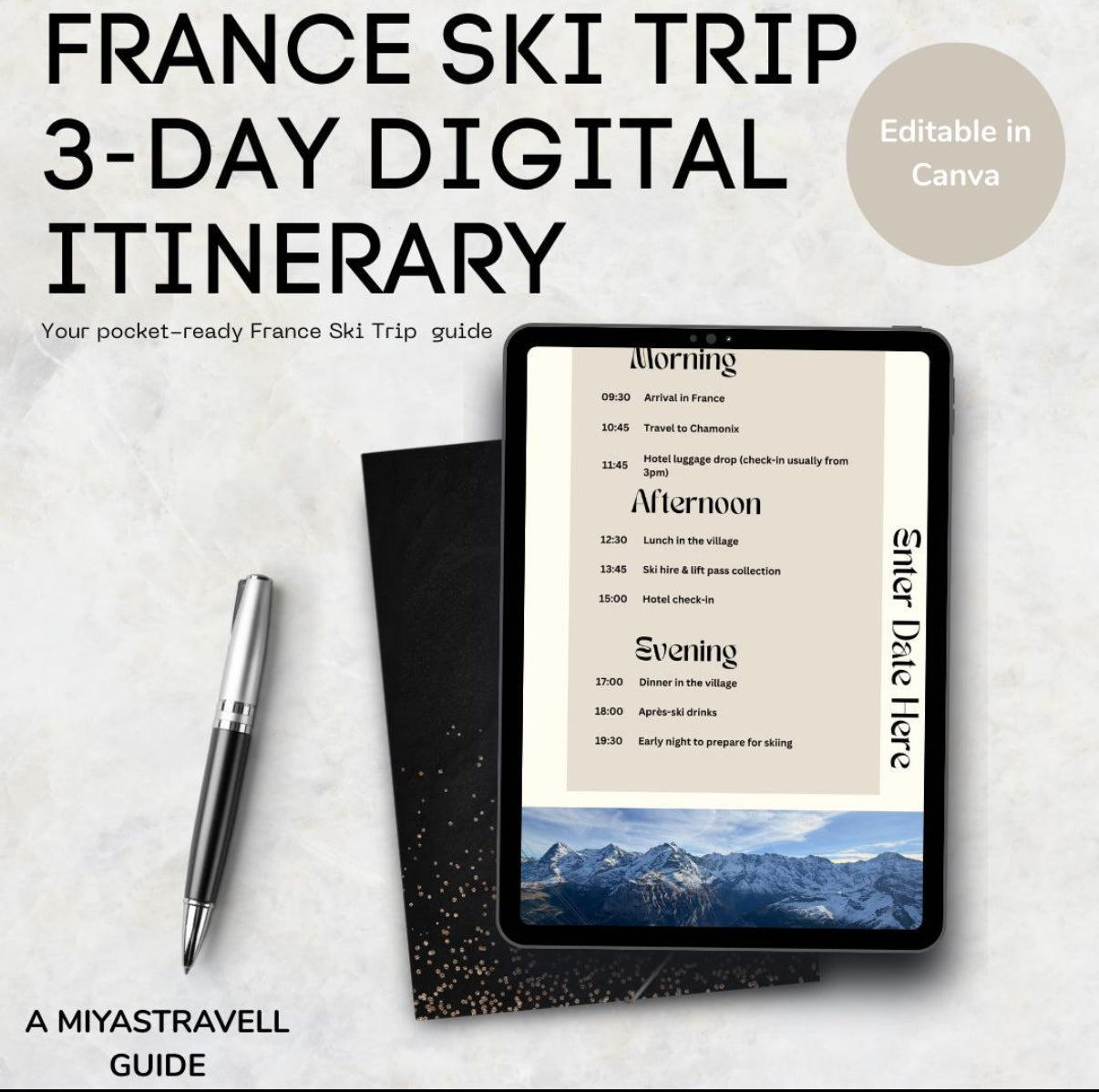 3 Day France Ski Trip Digital Travel Itinerary