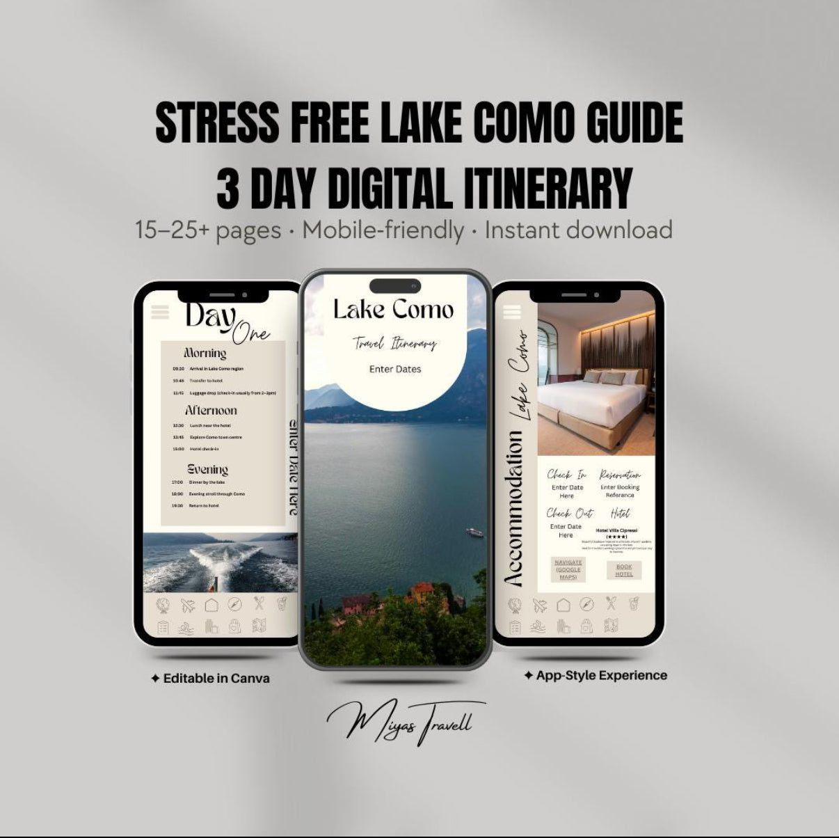 3 Day Lake Como Digital Travel Itinerary