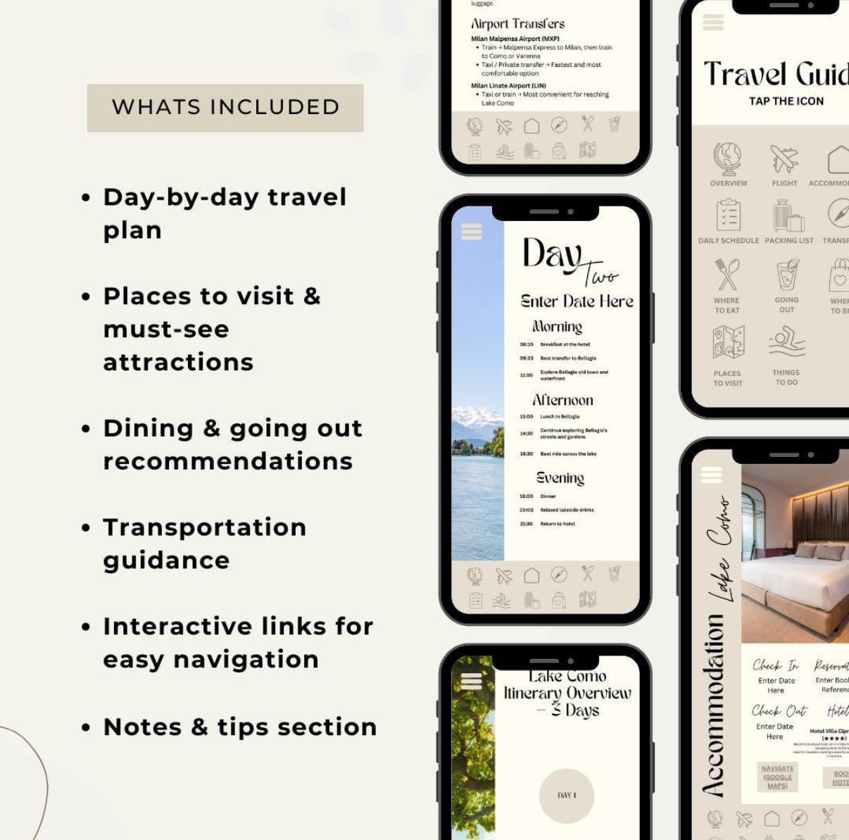 3 Day Lake Como Digital Travel Itinerary
