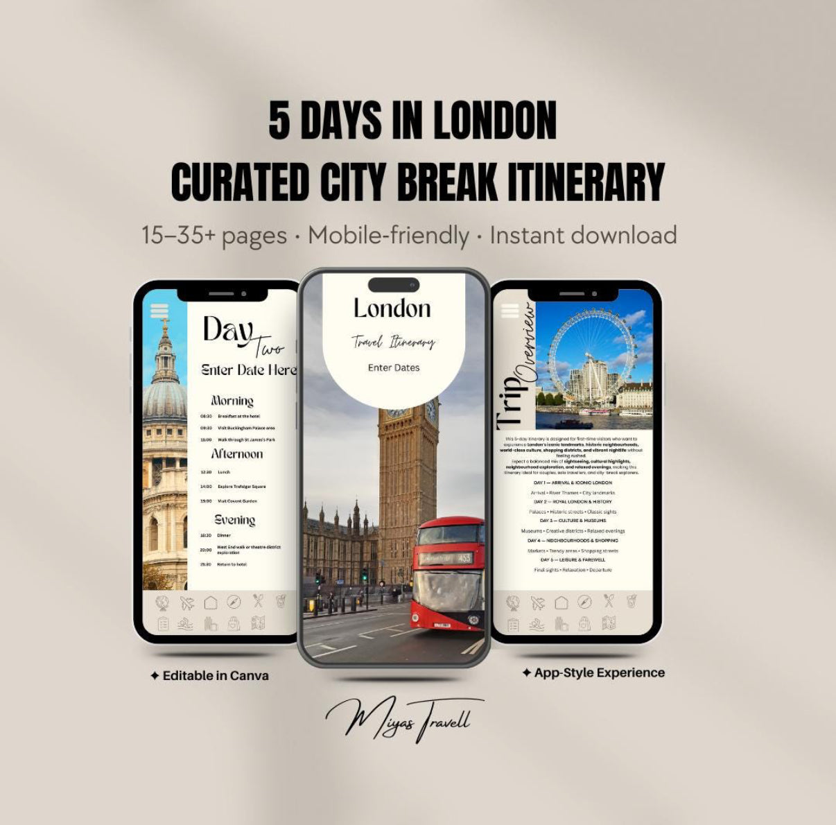 5 Day London Digital Travel Itinerary