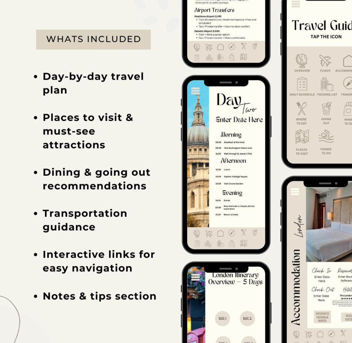 5 Day London Digital Travel Itinerary