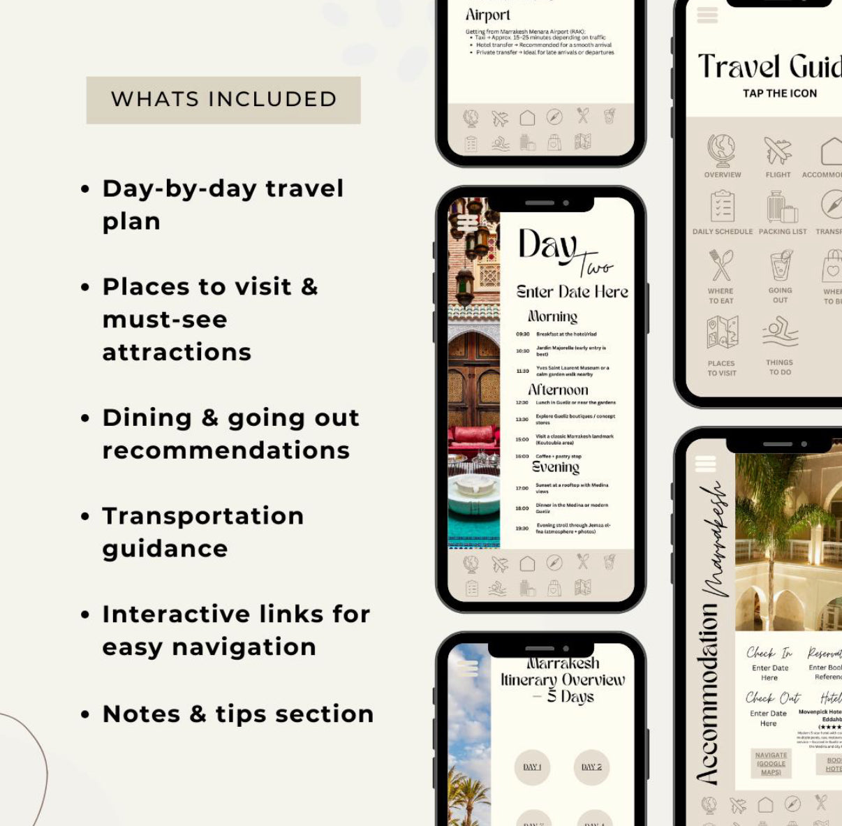 5 Day Marrakesh Digital Travel Itinerary