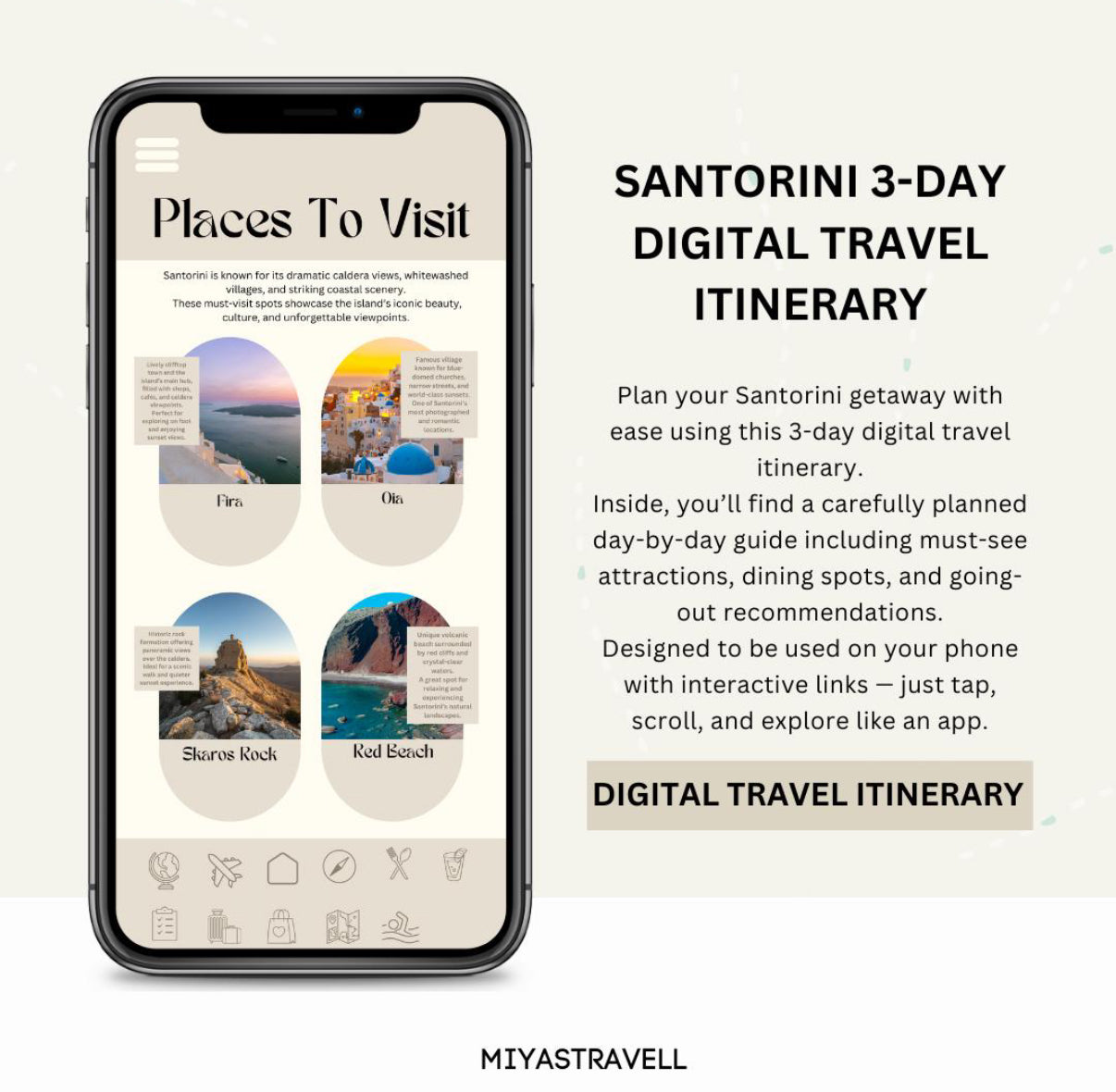 3 Day Santorini Digital Travel Itinerary