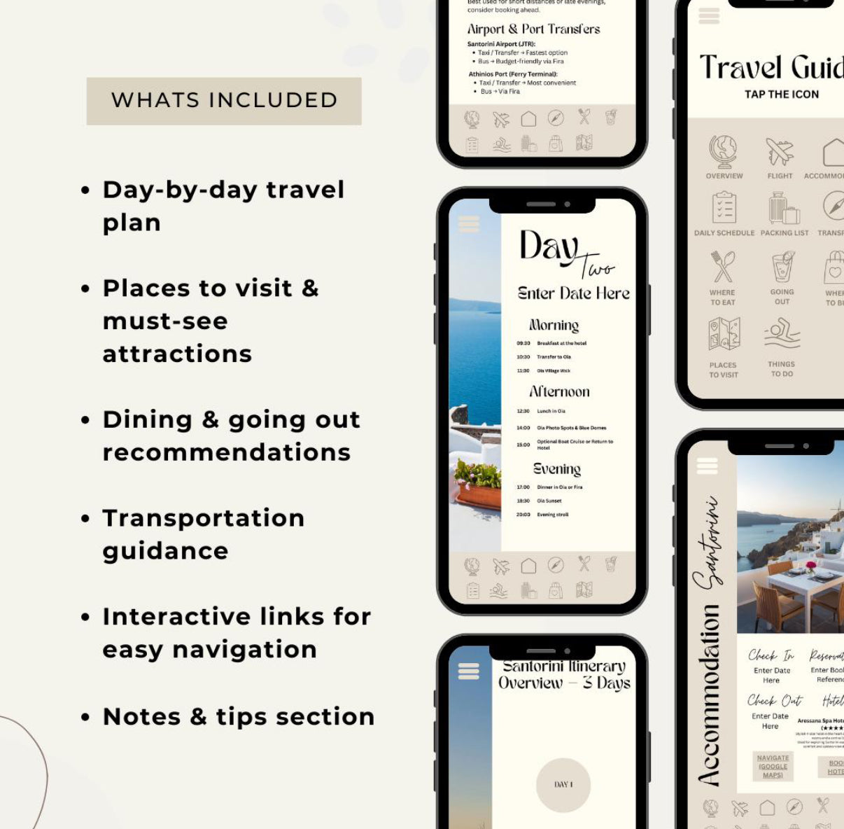 3 Day Santorini Digital Travel Itinerary