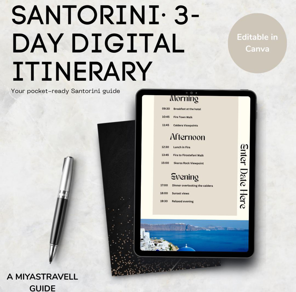 3 Day Santorini Digital Travel Itinerary