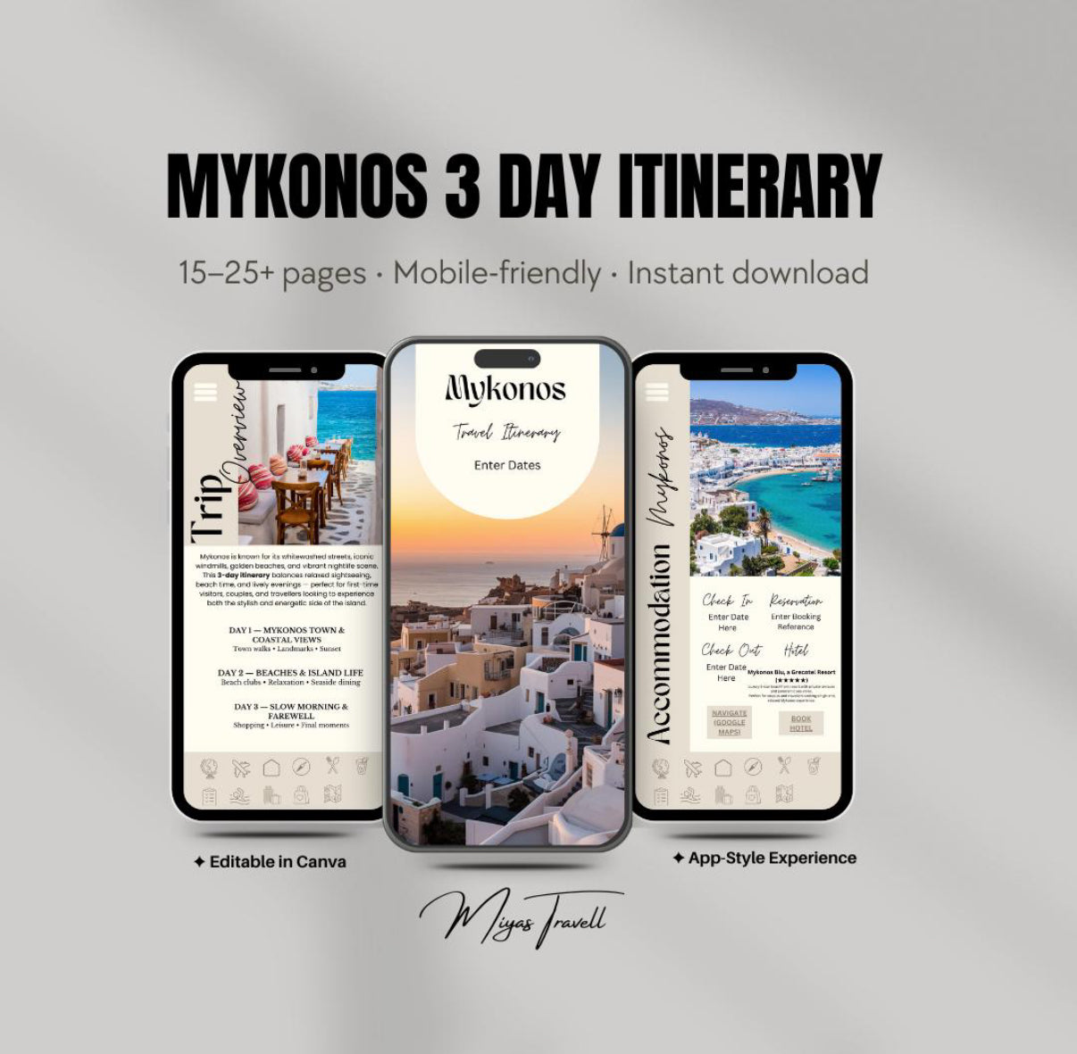 3 Day Mykonos Digital Travel Itinerary