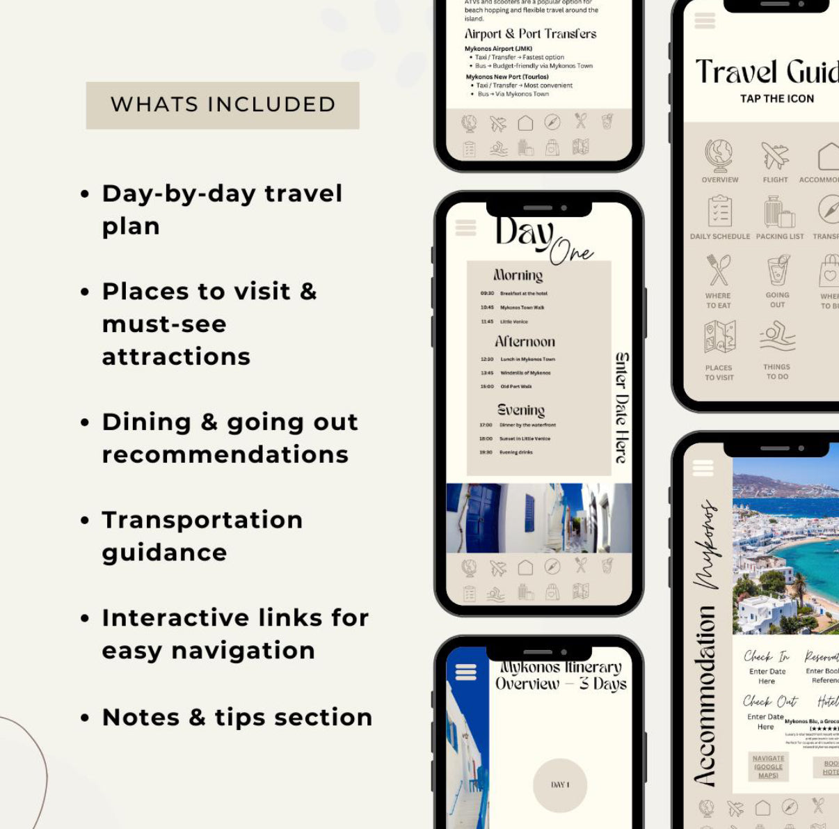 3 Day Mykonos Digital Travel Itinerary