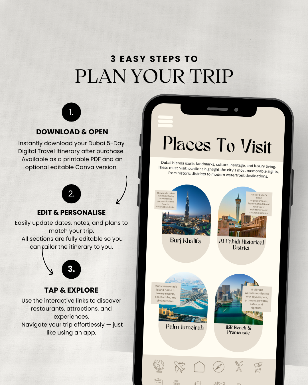 5 Day Dubai Digital Travel Itinerary