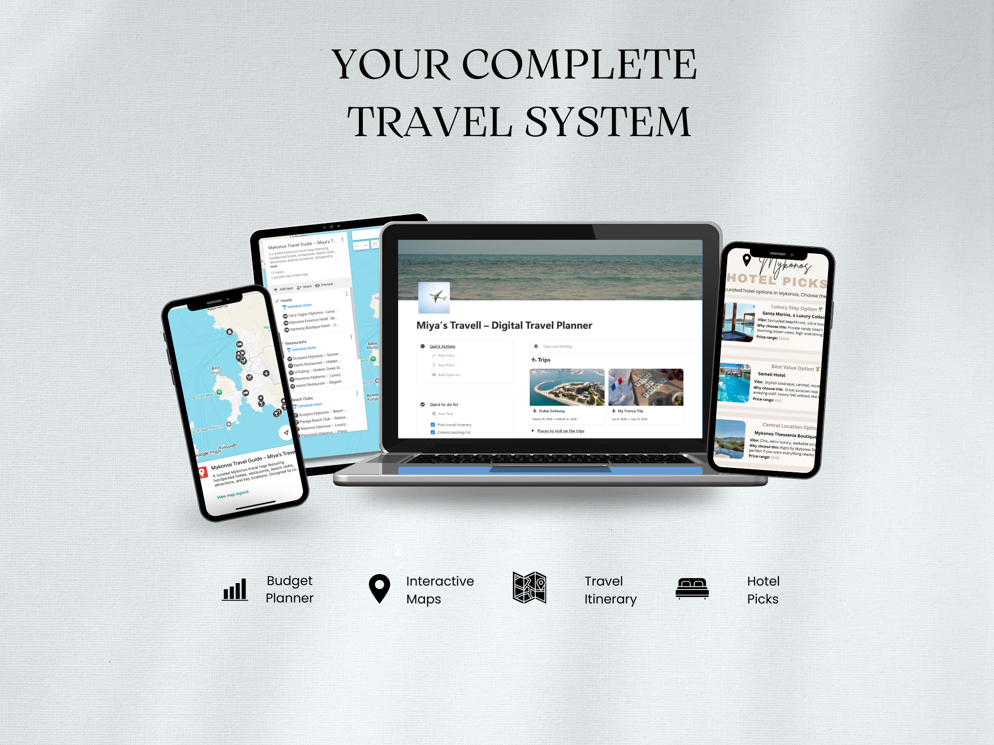 Mykonos Travel System Complete Trip Planner with Itinerary, Maps and Budget Guide